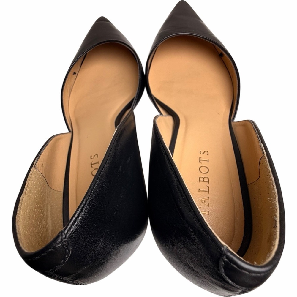 Talbots Black Leather D’Orsay Kitten Heel Pumps 8.5 AA Narrow - Picture 7 of 13